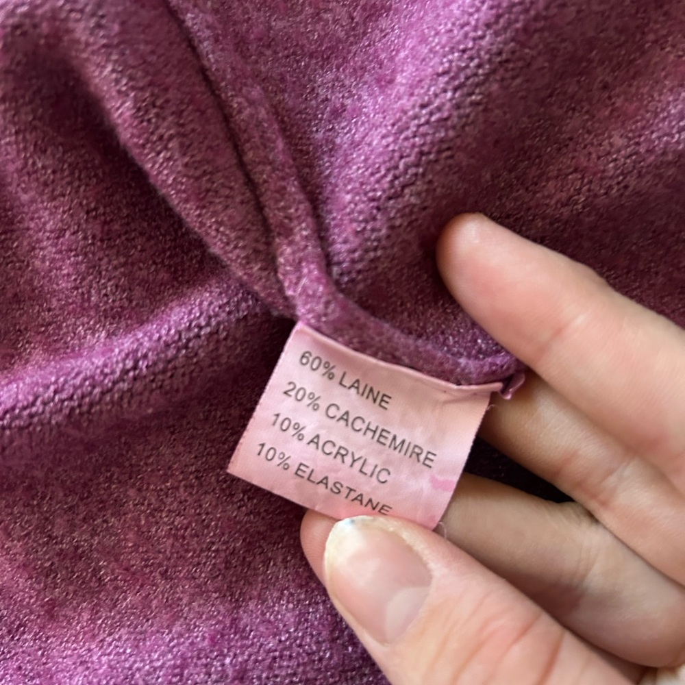 Belle‎ Femme Women’s Wool Cashmere Blend Mauve Cardigan Large Grandma Cozy - Picture 5 of 16